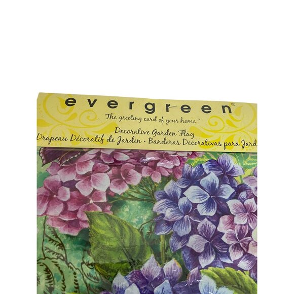 Decorative NWOT Garden Flag With Hydrangea & Butterfly Design By Evergreen - Picture 2 of 5